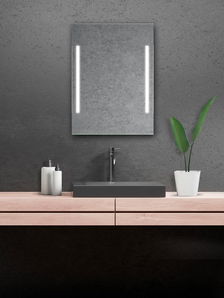 Zrcadlo 80 x 60 cm osvětlení dva podsvícené pruhy LUMINA WHITE